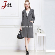 Latest one button design grey color long woolen sweater overcoat women hoodies winter coats